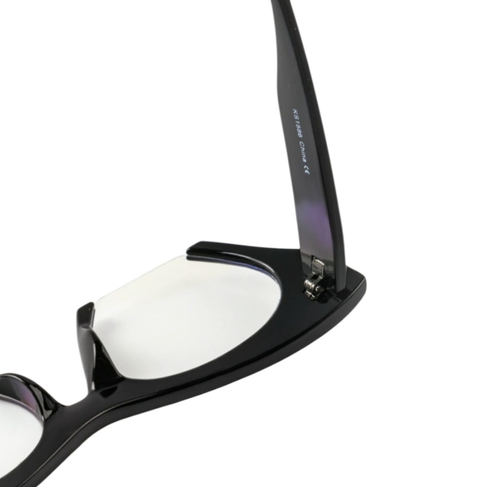 Cat Eye Eyeglasses Womens OS Black New Oversized Winged Blue Light KS1586 - Picture 2 of 7